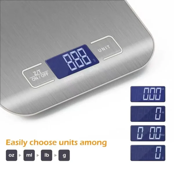 Balanças Aço Inoxidável Para Pesagem de Alimentos Excelentes Para Receitas e Dieta Alimentar, pesa até 10kg. - Image 5