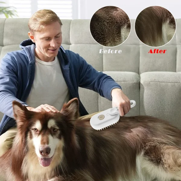 3 em 1 escova a vapor para cão e gato, spray fumegante, massagem, pente de beleza, depilação, acessórios para animais de estimação - Image 3
