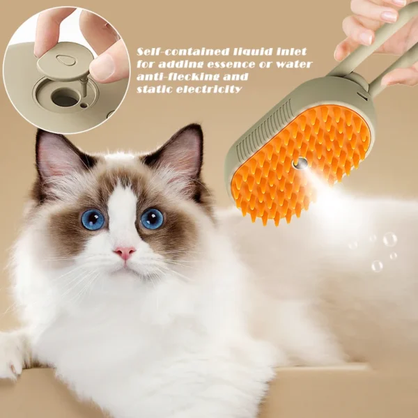 3 em 1 escova a vapor para cão e gato, spray fumegante, massagem, pente de beleza, depilação, acessórios para animais de estimação - Image 4