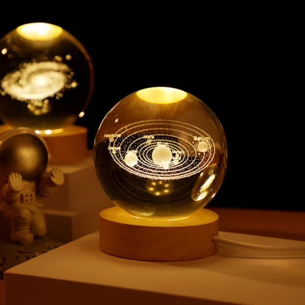 3D Bola De Cristal Luzes Da Noite, Planeta Brilhante, Galáxia, Astronauta, Lâmpada De Mesa Da Lua, Lâmpada De Atmosfera USB, Decorações De Mesa, Presentes Para Crianças - Image 3