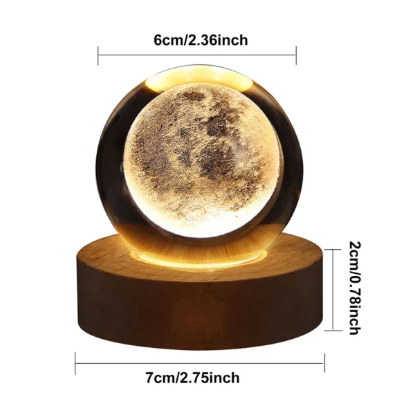 3D Bola De Cristal Luzes Da Noite, Planeta Brilhante, Galáxia, Astronauta, Lâmpada De Mesa Da Lua, Lâmpada De Atmosfera USB, Decorações De Mesa, Presentes Para Crianças - Image 6
