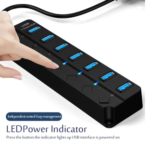 Adaptador de alimentação USB 3.0 4/7 portas Multi USB Splitter Hub USB 2.0 USB Expander múltiplo Switch 30CM Cabo Hub - Image 3