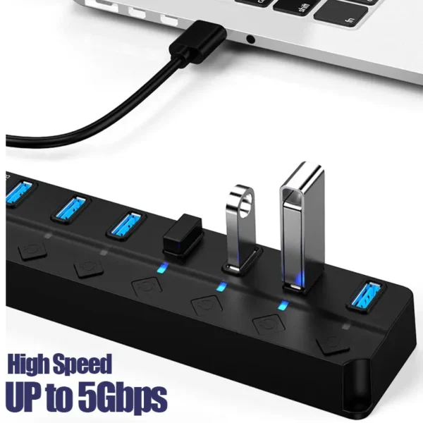 Adaptador de alimentação USB 3.0 4/7 portas Multi USB Splitter Hub USB 2.0 USB Expander múltiplo Switch 30CM Cabo Hub - Image 4