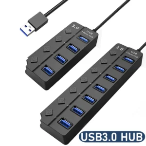 Adaptador de alimentação USB 3.0 4/7 portas Multi USB Splitter Hub USB 2.0 USB Expander múltiplo Switch 30CM Cabo Hub