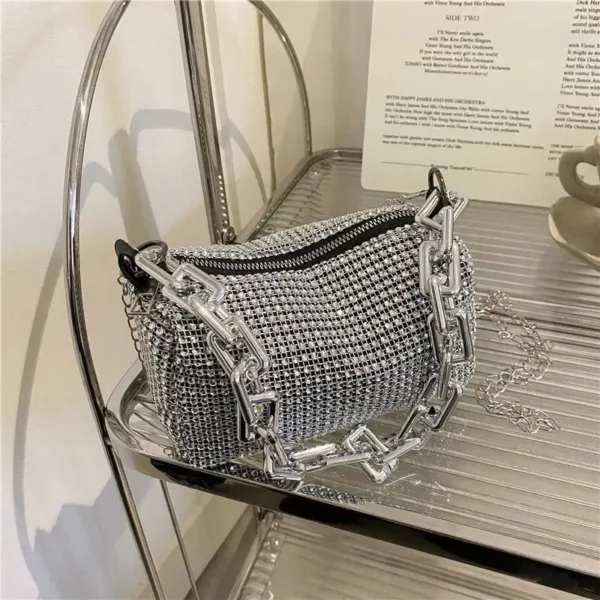 Bolsa Balde Allover Strass, Mini Bolsa Crossbody Feminina, 6,3x3,54 - Image 2