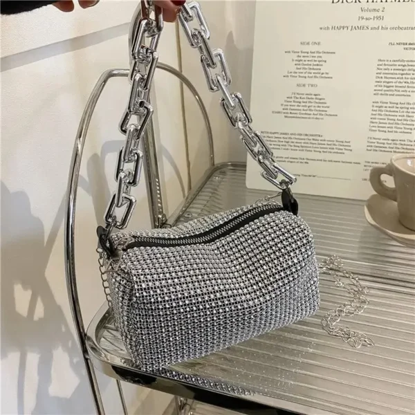 Bolsa Balde Allover Strass, Mini Bolsa Crossbody Feminina, 6,3x3,54 - Image 3