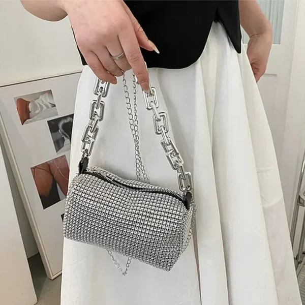 Bolsa Balde Allover Strass, Mini Bolsa Crossbody Feminina, 6,3x3,54 - Image 4