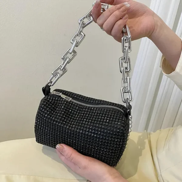 Bolsa Balde Allover Strass, Mini Bolsa Crossbody Feminina, 6,3x3,54 - Image 5