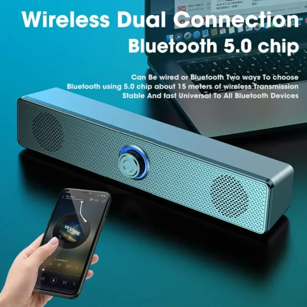Alto-falante Bluetooth com e sem fio, Soundbar alimentado por USB para TV, PC, laptop, jogos, Home Theater, sistema de áudio surround - Image 2