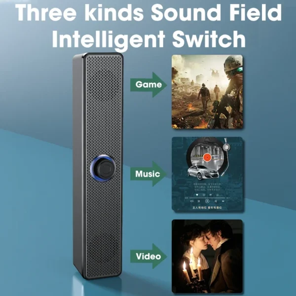 Alto-falante Bluetooth com e sem fio, Soundbar alimentado por USB para TV, PC, laptop, jogos, Home Theater, sistema de áudio surround - Image 4