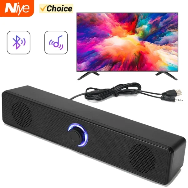 Alto-falante Bluetooth com e sem fio, Soundbar alimentado por USB para TV, PC, laptop, jogos, Home Theater, sistema de áudio surround