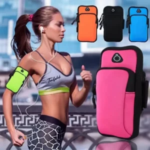 Braçadeira para esporte e fitness, braçadeira para corrida e academia, anti-suado, com orifício para fones de ouvido