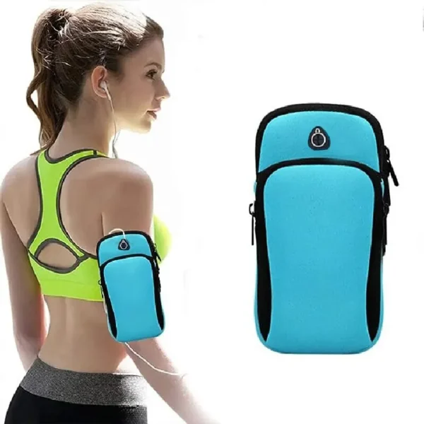Braçadeira para esporte e fitness, braçadeira para corrida e academia, anti-suado, com orifício para fones de ouvido - Image 6