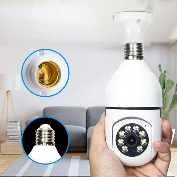 Câmera segurança wifi ip sem fio 360 com encaixe lampada bocal aplicativo yoosee ptz full HD visão noturna - bivolt - Image 2