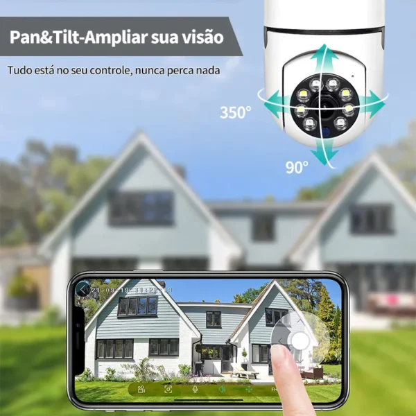 Câmera segurança wifi ip sem fio 360 com encaixe lampada bocal aplicativo yoosee ptz full HD visão noturna - bivolt - Image 3