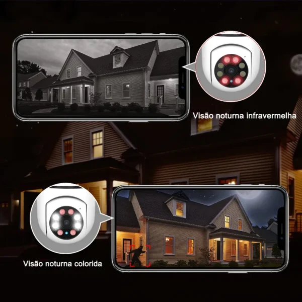 Câmera segurança wifi ip sem fio 360 com encaixe lampada bocal aplicativo yoosee ptz full HD visão noturna - bivolt - Image 4