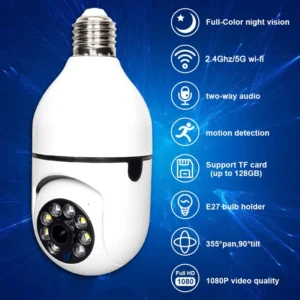 Câmera segurança wifi ip sem fio 360 com encaixe lampada bocal aplicativo yoosee ptz full HD visão noturna - bivolt