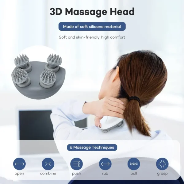 Massageador de Cabeça elétrica do couro cabeludo para o crescimento do cabelo, anti estresse e super relaxante excelente para saúde do ombro e pescoço. - Image 2
