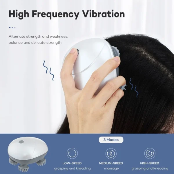Massageador de Cabeça elétrica do couro cabeludo para o crescimento do cabelo, anti estresse e super relaxante excelente para saúde do ombro e pescoço. - Image 3