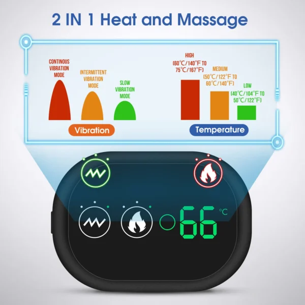 Massageador Elétrico para o Ombro, Joelho com Aquecimento, Vibração e Massagem, Acompanha Cinto de suporte, e Cinta térmica, cuidados de saúde, 2 em 1 - Image 3