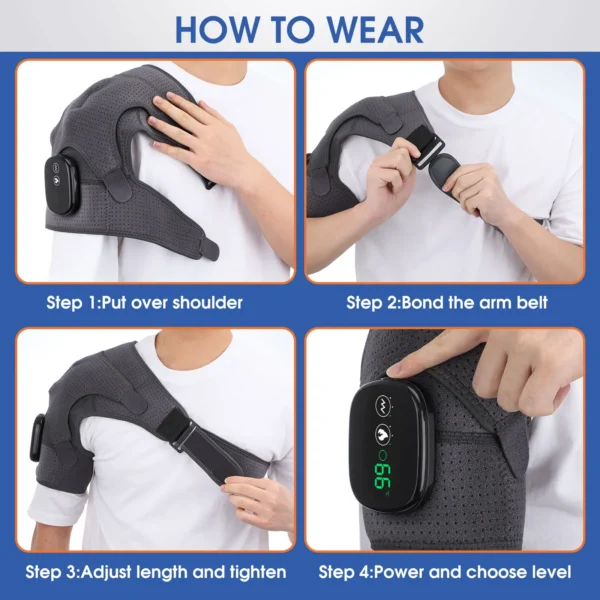 Massageador Elétrico para o Ombro, Joelho com Aquecimento, Vibração e Massagem, Acompanha Cinto de suporte, e Cinta térmica, cuidados de saúde, 2 em 1 - Image 6