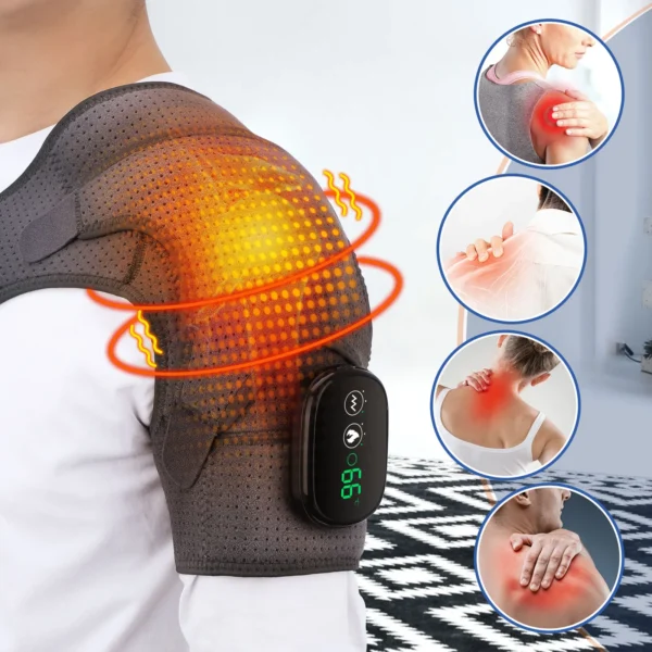 Massageador Elétrico para o Ombro, Joelho com Aquecimento, Vibração e Massagem, Acompanha Cinto de suporte, e Cinta térmica, cuidados de saúde, 2 em 1