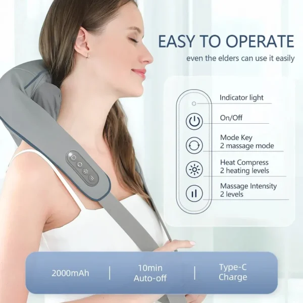 Massageador Foreverlily-sem fio para Pescoço e Costas, Ombro e Cervical Relaxante Trapézio