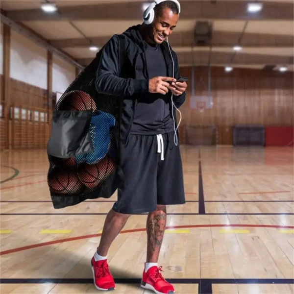 Grande Mochila Sports Bag com alças, saco de cordão para armazenamento de bolas de basquete, voleibol, beisebol e equipamentos de natação - Image 5