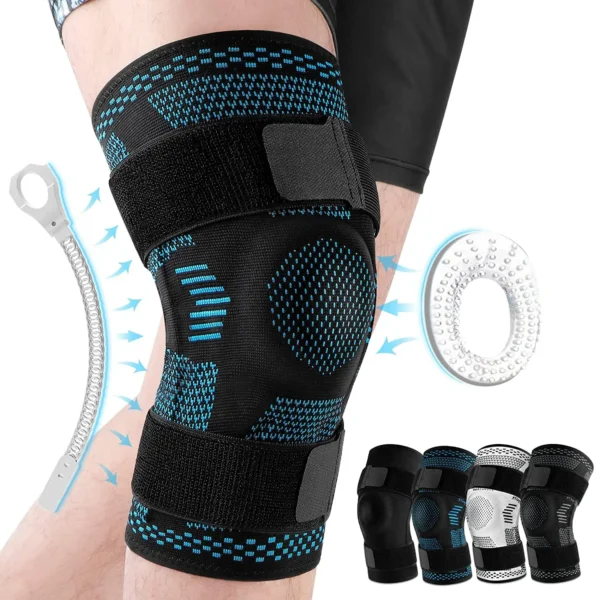Joelheiras esportivas para dor no joelho Menisco Lesão Recuperação com estabilizadores laterais Patella Gel Joelho Suporte Manga de Compressão - Image 2