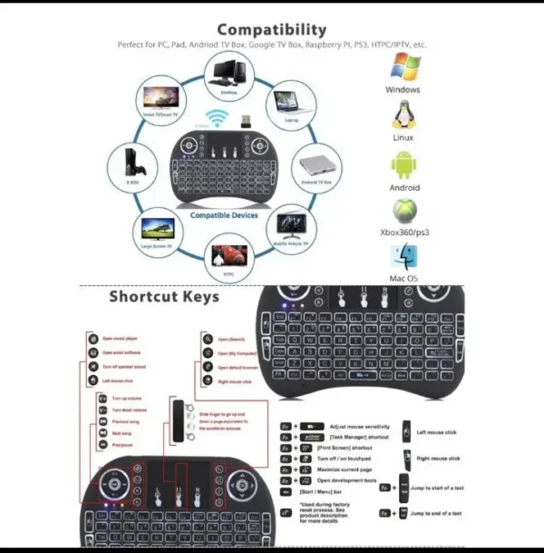 Mini Teclado USB Wireless Mini Keyboard Sem Fio Com TouchPad - Entrega Rápida Venda Nacional - Image 4