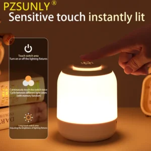 Abajur LED Lâmpada de toque para crianças, com sensor de toque, lâmpada de mesa portátil.