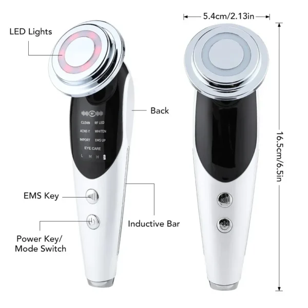 Massageador Removedor de Rugas, Anti Envelhecimento Facial Poderoso Reparador para Rejuvenescimento e Beleza da Pele. Dispositivo, 7 em 1 RF e EMS Micro Levantamento LED vibração no Rosto. - Image 2