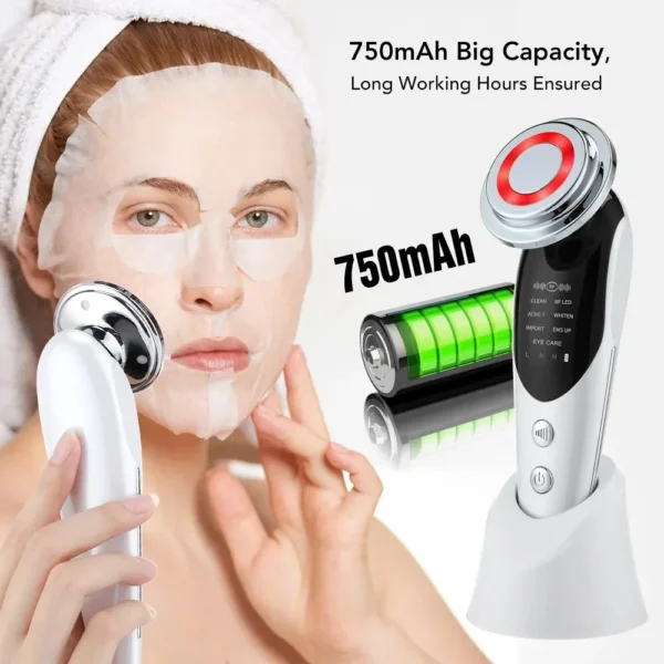Massageador Removedor de Rugas, Anti Envelhecimento Facial Poderoso Reparador para Rejuvenescimento e Beleza da Pele. Dispositivo, 7 em 1 RF e EMS Micro Levantamento LED vibração no Rosto. - Image 4