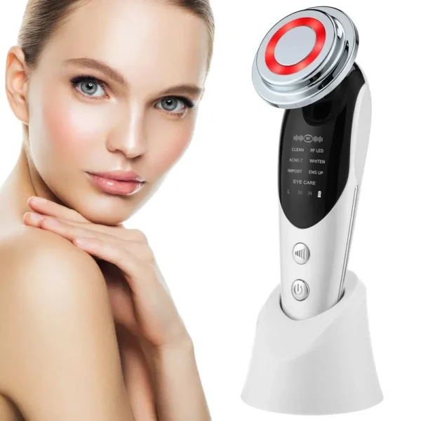 Massageador Removedor de Rugas, Anti Envelhecimento Facial Poderoso Reparador para Rejuvenescimento e Beleza da Pele. Dispositivo, 7 em 1 RF e EMS Micro Levantamento LED vibração no Rosto.