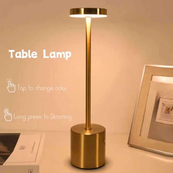 Abajur Recarregável com acionamento Touch, para Cabeceira, Luz Ambiente, Decoração ao ar livre, Luz Noturna, 3 cores