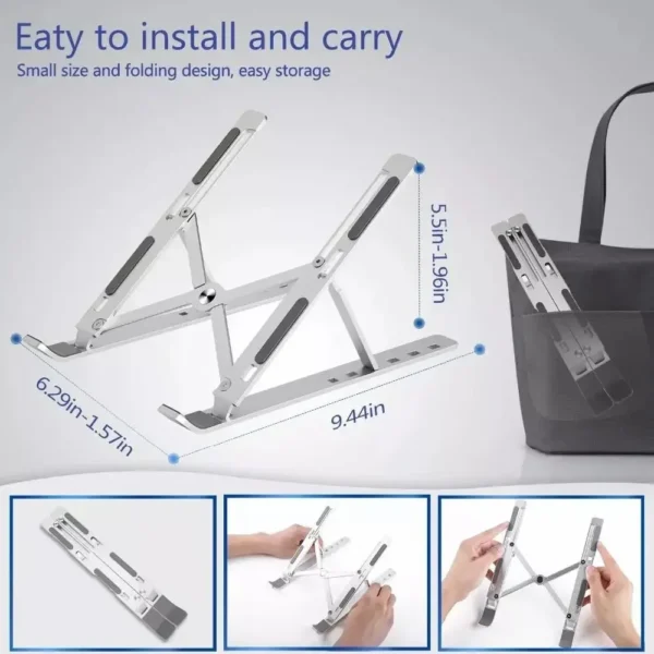 Suporte de alumínio para laptop Suporte removível para computador Suporte para notebook Compatível com Air Pro Dell HP Lenovo More 10-15,6" - Image 4