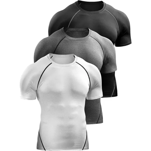 T-shirt de compressão masculina Sportswear, t-shirt Running, elástico, secagem rápida, tops desportivos, ginásio atlético, camisas de treino, verão, 2023 - Image 2