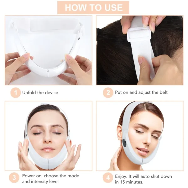 Cinto de Lifting Facial V-Line, Lifter Facial, Massageador Emagrecimento Vibração, Display LED, Instrumento de Beleza Facial, 5 Modos - Image 6