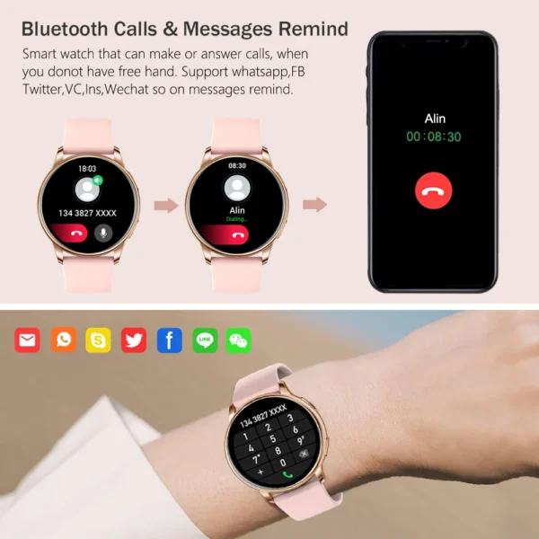 WEEDOM-Smartwatch com discagem personalizada para homens e mulheres, chamada Bluetooth, esporte, rastreador de fitness, freqüência cardíaca, Android, iOS, 2023 - Image 3