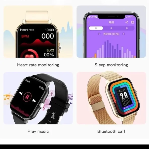Relógio Touch Screen Inteligente para Homens e Mulheres, Relógio De Pulso Esportivo, Fitness, Chamadas Bluetooth, Smartwatch Digital. - Image 5