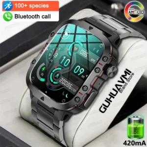 Relógio Smartwatch esportivo à prova d'água para homens, chamada bluetooth, mede o nível de oxigênio no sangue, smartwatch, tela 1.96 ", 420 mAh, esporte