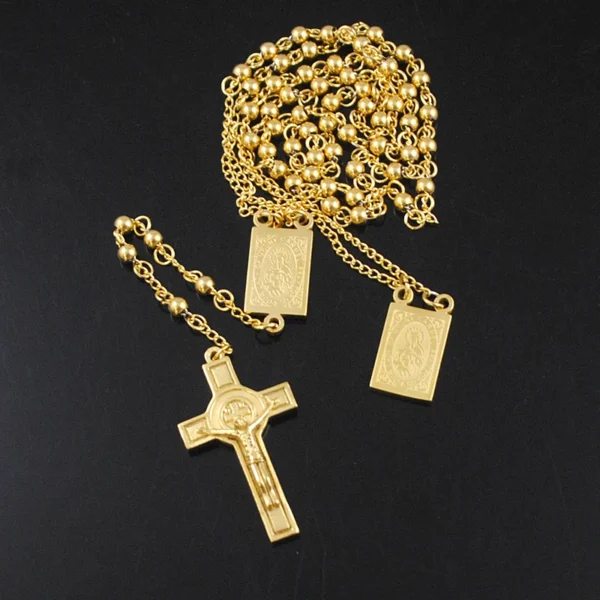 Escapulário Espetacular Jesus e Nossa Senhora Em Aço Inoxidável Prata e Ouro. - Image 4